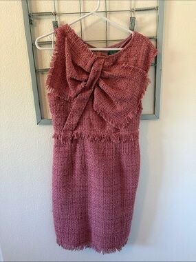 Size Small Gracia Textured Midi Dress in Dusty Rose with Front Bow